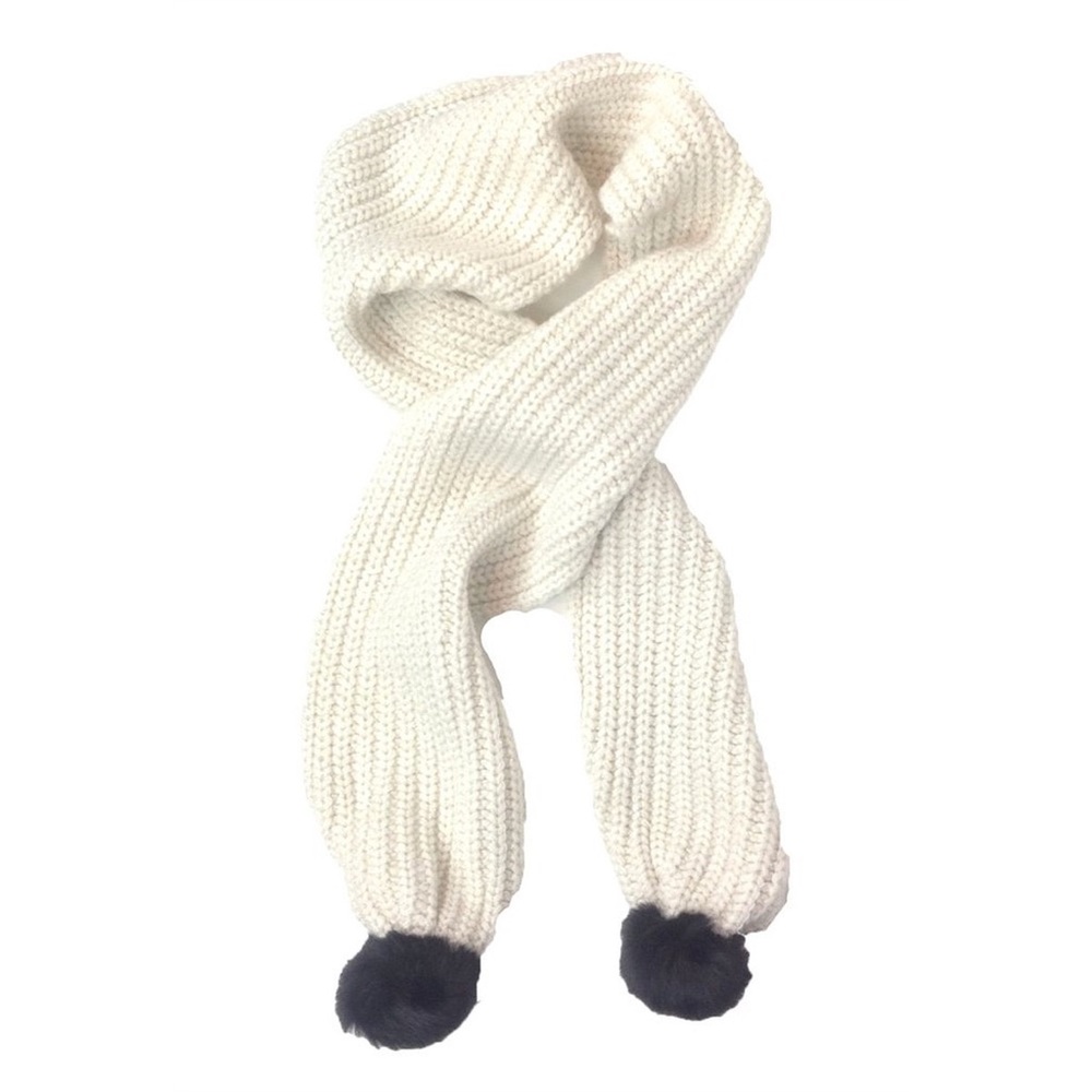 Kate Spade chunky knit scarf with pom poms